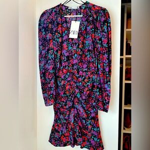 Zara long sleeve mini dress. Perfect for winter events with tall boots.